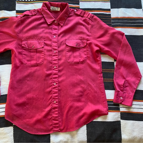 Vintage Cherry Stix ltd Pink Button down Polycotton Top. 1960’s. Large. Pockets. - Picture 9 of 16